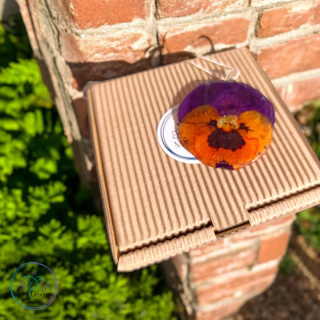 Duży wisior z fioletowo-pomarańczowym Bratkiem - XL
