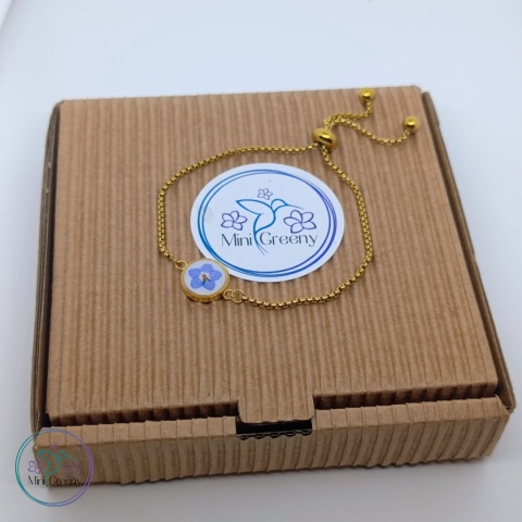 Niezapomniana bransoletka z niezapominajką w złocie