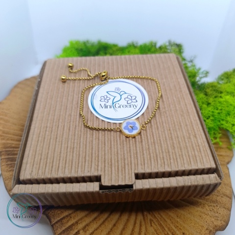 Niezapomniana bransoletka z niezapominajką w złocie