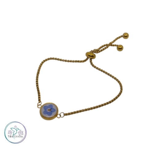 Niezapomniana bransoletka z niezapominajką w złocie