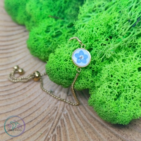 Niezapomniana bransoletka z niezapominajką w złocie