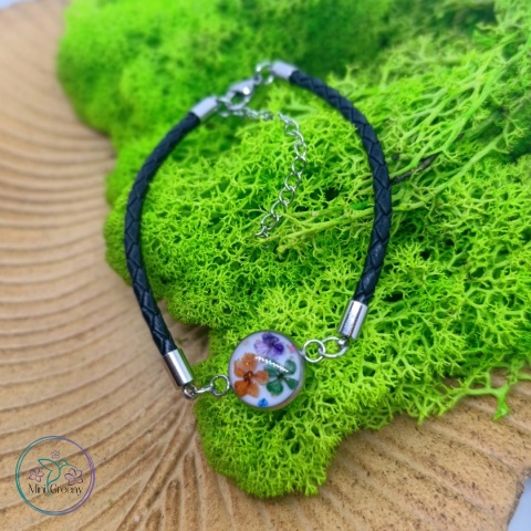 Bransoletka z  mini suszonymi kwiatuszkami