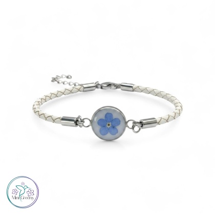 Bransoletka z niezapominajką w bieli