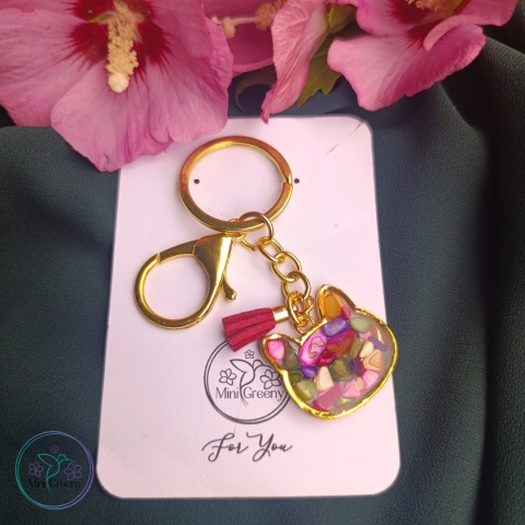 Brelok tęczowa kocia głowa