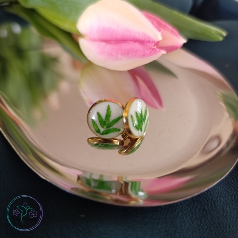 Kolczyki sztyfty z trawami