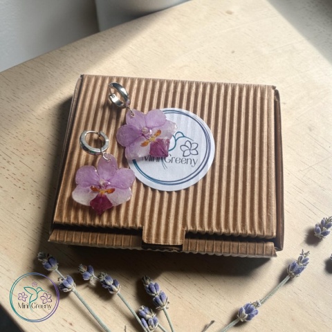 Kolczyki z naturalnymi storczykami w żywicy