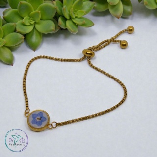 Niezapomniana bransoletka z niezapominajką w złocie