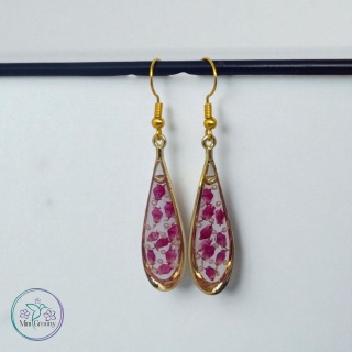 Kolczyki z wrzosem w złotej oprawie 