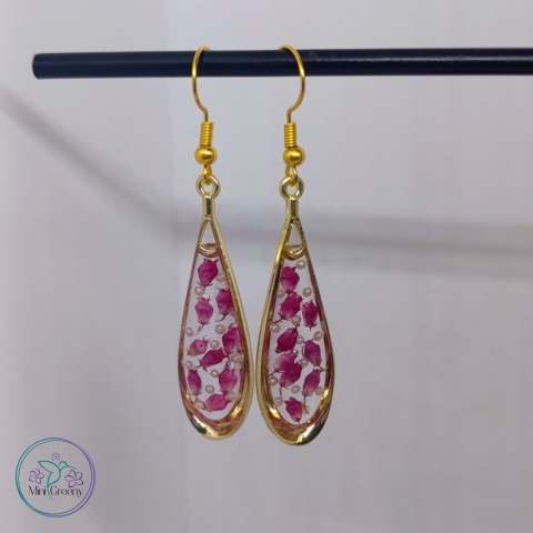 Kolczyki z wrzosem w złotej oprawie 