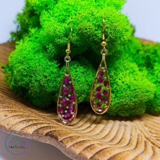 Kolczyki z wrzosem w złotej oprawie 