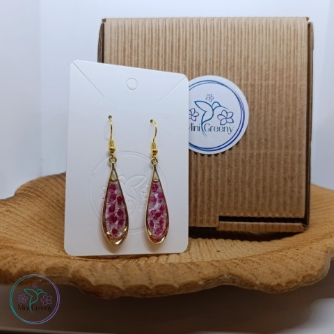 Kolczyki z wrzosem w złotej oprawie 