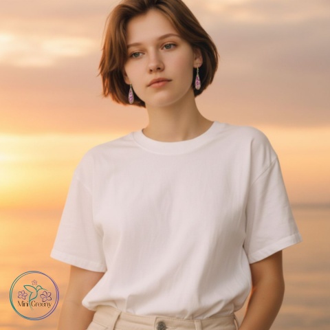 Kolczyki z wrzosem w złotej oprawie 