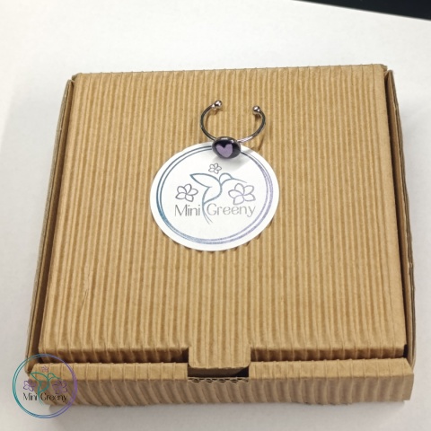 Regulowany pierścionek z lawendowym serduszkiem 