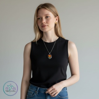 Wisior z kwiatem w ciepłym odcieniu pomarańczy