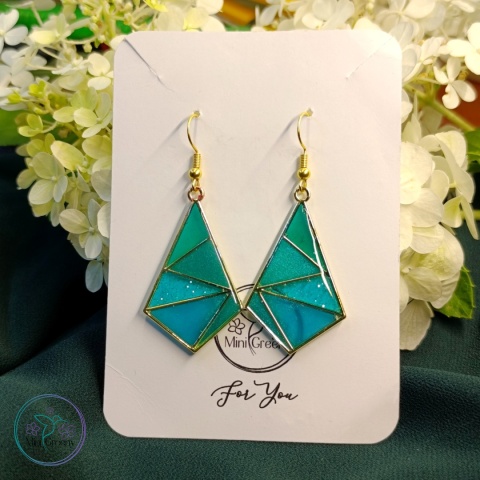 Wiszące kolczyki zielone trójkąty