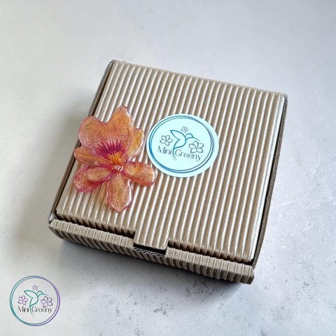Broszka z naturalną orchideą w żywicy